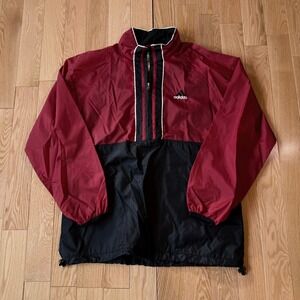 Vintage Y2K Adidas Red Nylon Vented 1/2 Zip Sync Waist Pullover Mens Medium